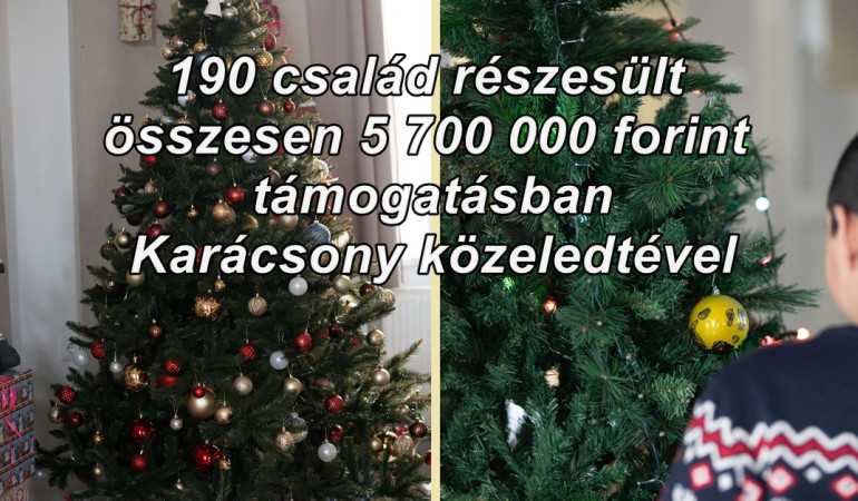 190 család részesült összesen 5 700 000 forint támogatásban Karácsony közeledtével