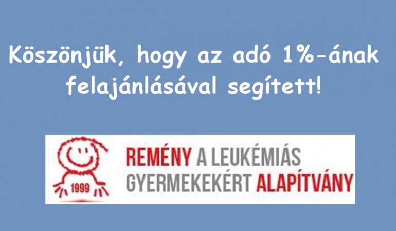 Köszönjük, hogy az adó 1%-ának felajánlásával segített!