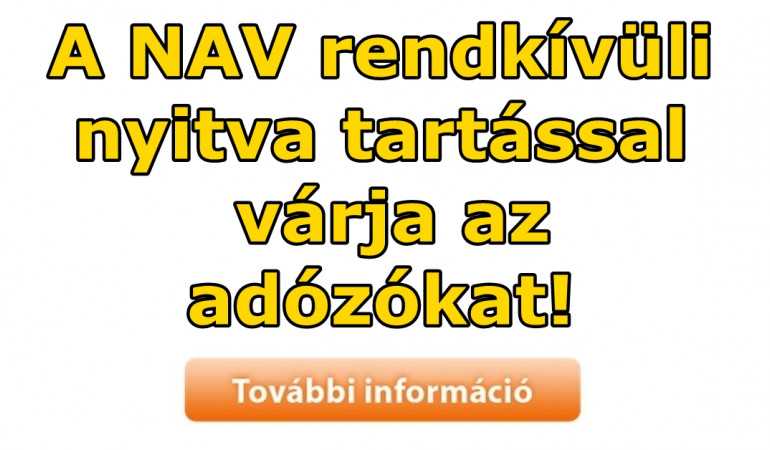 A NAV rendkívüli nyitva tartással várja az adózókat