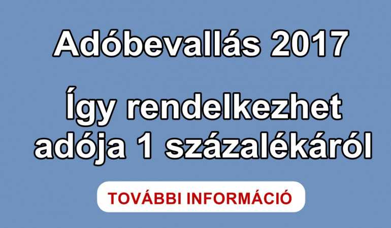 Adóbevallás 2017-így rendelkezhet adója 1 százalékáról