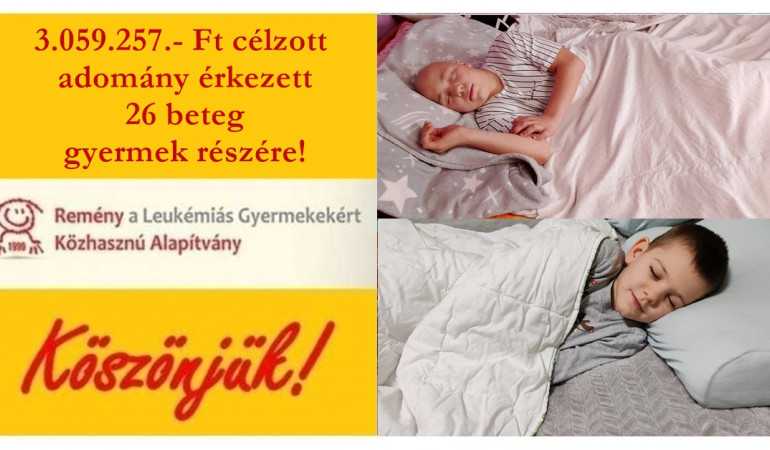 3.059.257.- Ft célzott adomány érkezett 26 beteg gyermek részére!