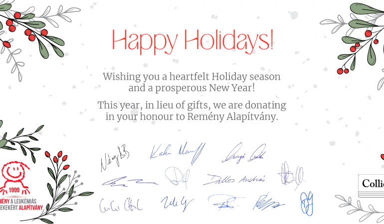 A Colliers Magyarország Kft. 1.000.000. Ft célzott támogatást nyújtott az Alapítványnak!