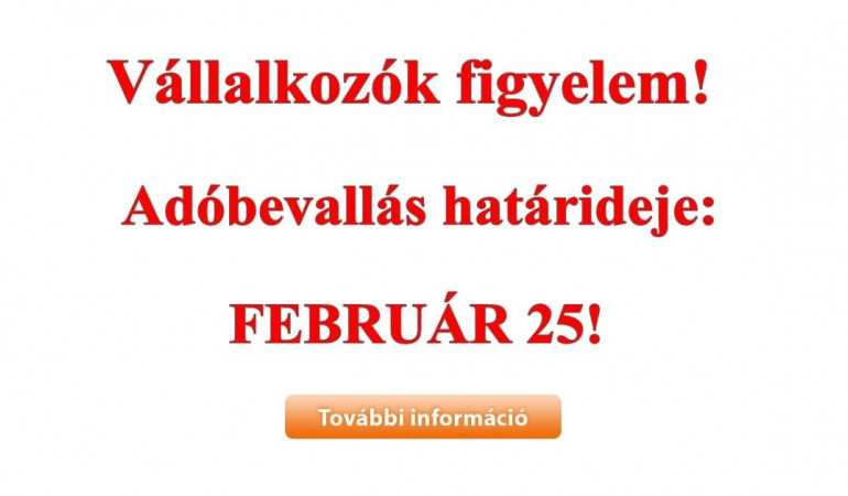 Egyéni vállalkozók szja bevallása - Február 25.