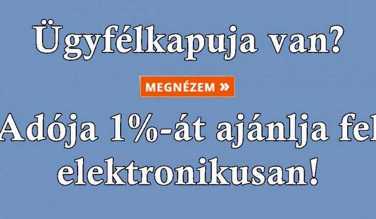 Elérhető az adó 1+1% felajánlása azok számára, akik ügyfélkapu regisztrációval rendelkeznek