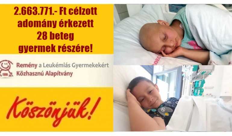 2.663.771.- Ft célzott adomány érkezett 28 beteg gyermek részére!