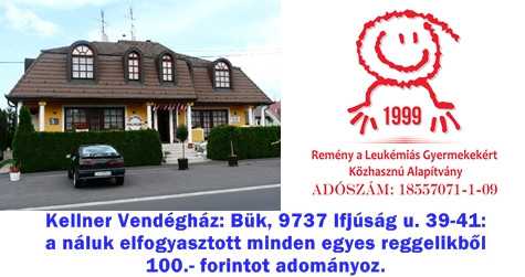 Kellner Vendégház a náluk elfogyasztott reggelikből 100.- forintot adományoz
