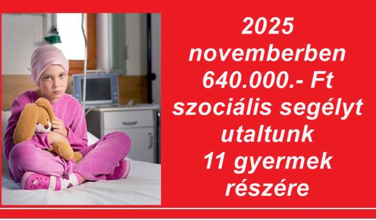 2025 novemberben 640.000.- Ft szociális segélyt utaltunk 11 gyermek részére