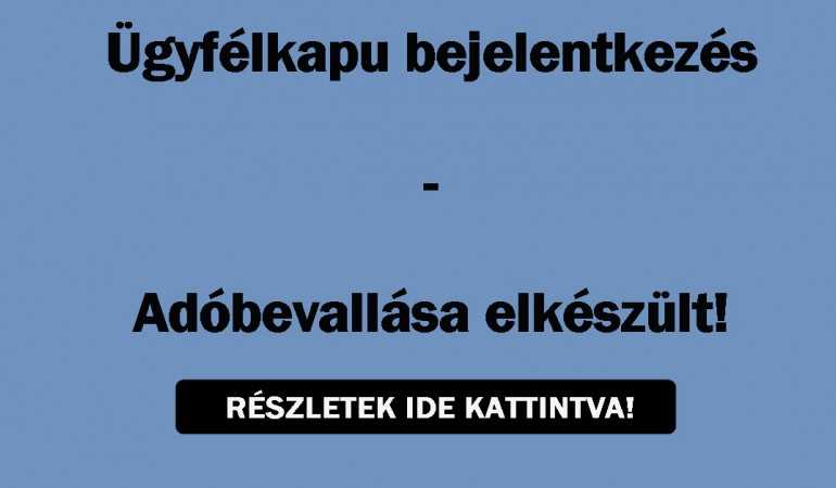 Ügyfélkapu bejelentkezés-adóbevallása elkészült!