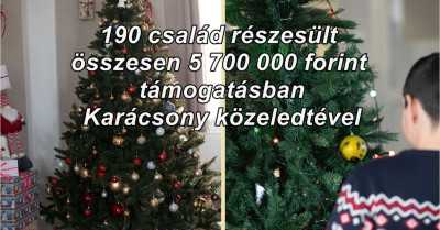 190 család részesült összesen 5 700 000 forint támogatásban Karácsony közeledtével