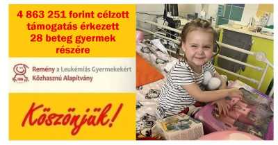 4 863 251 forint célzott támogatás érkezett 28 beteg gyermek részére