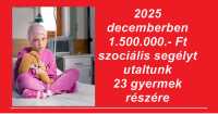 2025 decemberben 1.500.000.- Ft szociális segélyt utaltunk 23 gyermek részére
